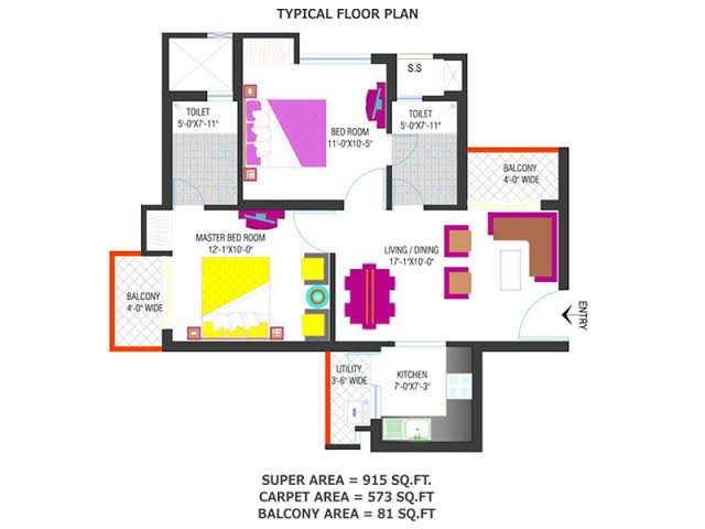 2Bhk+Study flat Available in hydpark sector 78 noida for sale